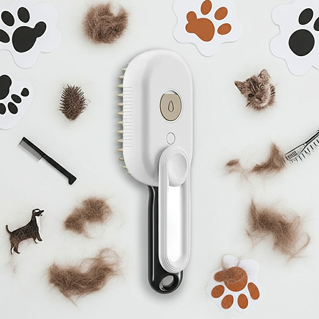 Electric Cat Steam Brush – 3-In-1 Pet Grooming Comb with Water Spray for Cats and Dogs, USB Rechargeable